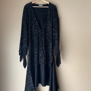 The Attico S/S 19 Black Sequin Hi-Low Dress